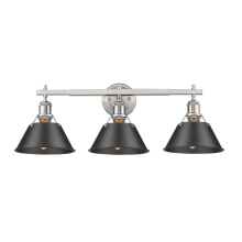 Golden 3306-BA3 PW-BLK - Yep by Golden Lighting Orwell 3-light Vanity in Pewter and Matte Black shade